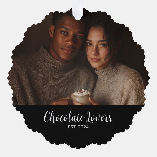 Chocolate Lovers Couple Established Photo Gift Ornament Karte (Vorderseite)