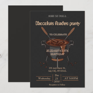 Chocolate Lovers Fondue Party Invitation Einladung