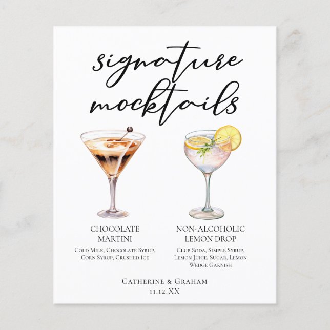 Chocolate Martini Lemon Drop Dessert Mocktail Menu (Vorderseite)