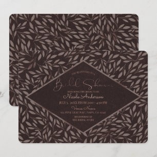 Chocolate Mauve Blätter Botanischer Braut- Shower Einladung