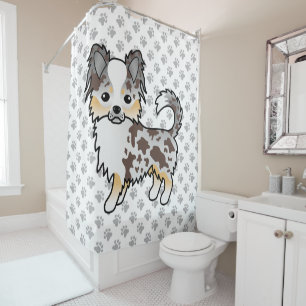 Chocolate Merle Langhaar Chihuahua Hund & Pfoten Duschvorhang