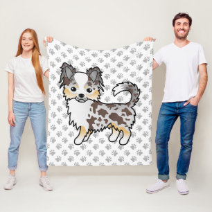 Chocolate Merle Langhaar Chihuahua Hund & Pfoten Fleecedecke