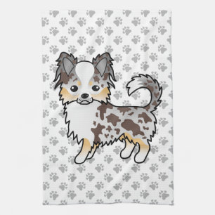 Chocolate Merle Langhaar Chihuahua Hund & Pfoten Geschirrtuch