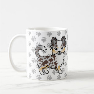 Chocolate Merle Langhaar Chihuahua Hund & Pfoten Kaffeetasse