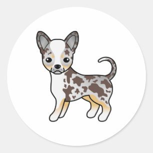 Chocolate Merle Smooth Coat Chihuahua Cartoon Dog Runder Aufkleber
