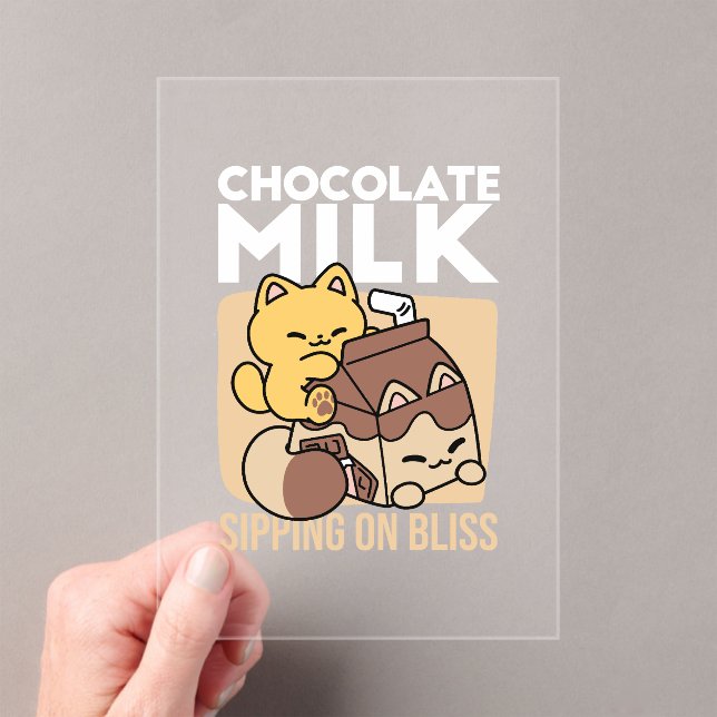 Chocolate Milk Sipping on Bliss – Kawaii Cat Food  Acryleinladungen (Insitu (Handheld))
