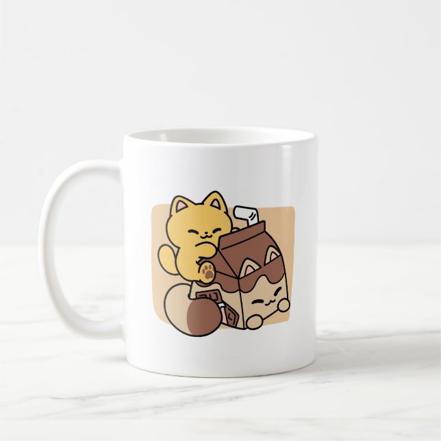 Chocolate Milk Sipping on Bliss – Kawaii Cat Food  Kaffeetasse (Links)