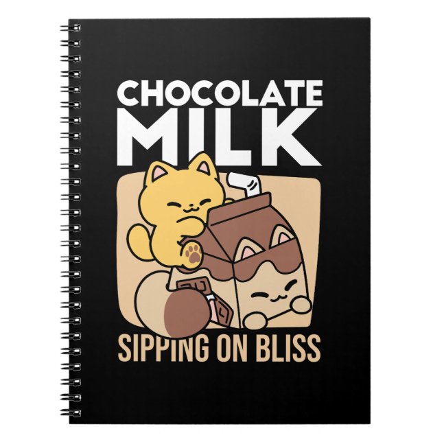 Chocolate Milk Sipping on Bliss – Kawaii Cat Food  Notizblock (Vorderseite)