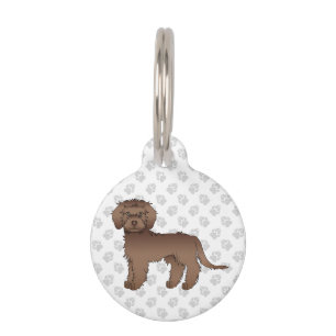 Chocolate Mini Goldendoodle Cartoon-Hund stehend Haustiermarke