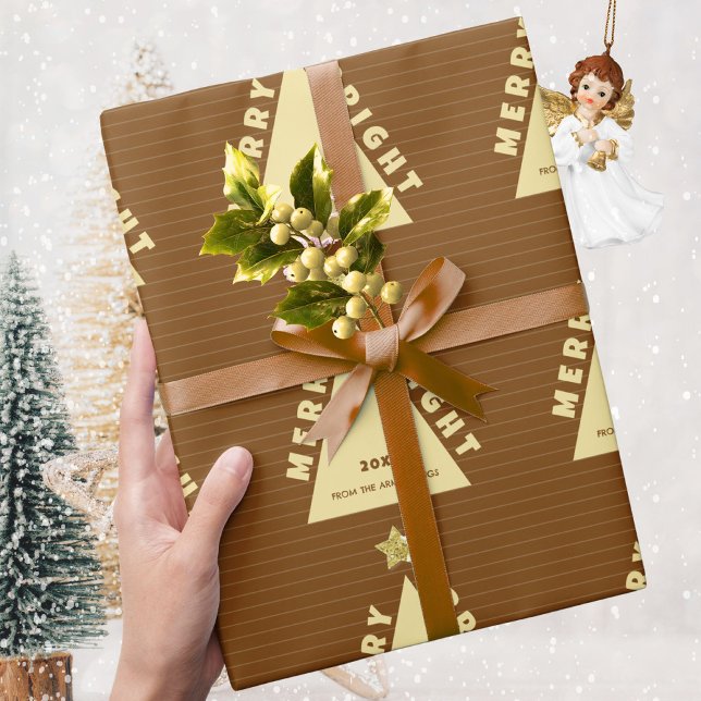 Chocolate Minimalist Christmas Tree Pattern Geschenkpapier (Chocolate Minimalist Christmas Tree Pattern Wrapping Paper ©Susanne Sachers - Sunny Mind 🌞)