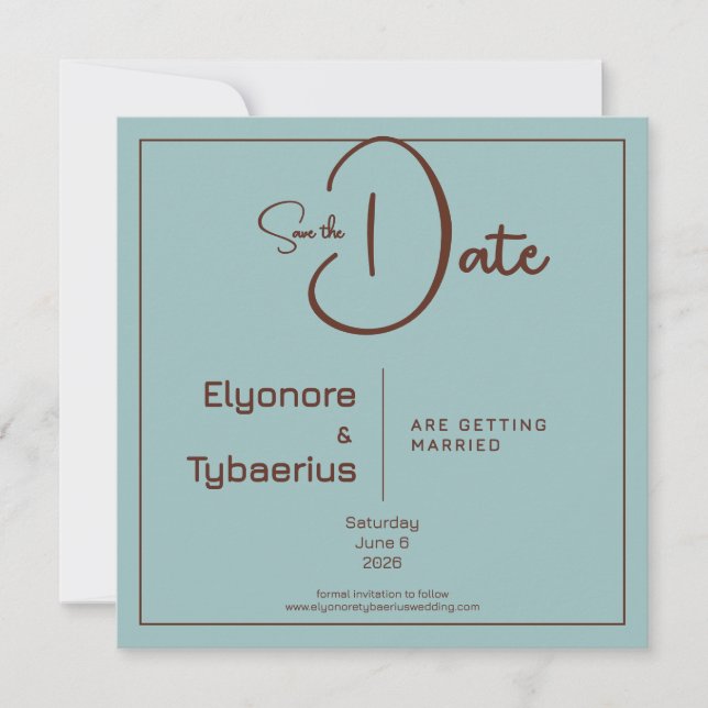 Chocolate Mood Minimal Wedding Save the Date Karte (Vorderseite)