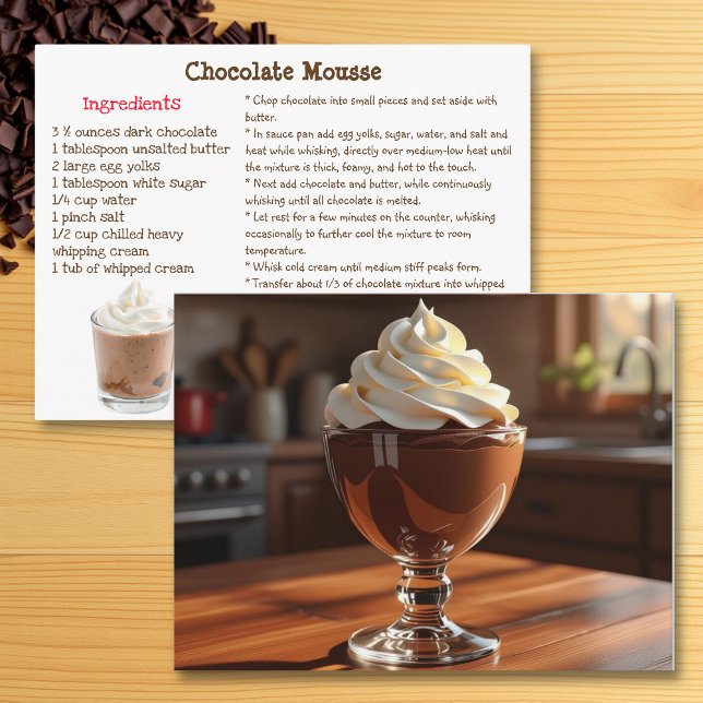 Chocolate  Mousse Recipe Card Postkarte (Von Creator hochgeladen)