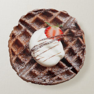 Chocolate Nutella Waffle Rundwurfpilz Rundes Kissen