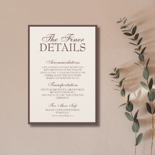Chocolate Old Money Luxus Glam Hochzeitsdetails Begleitkarte