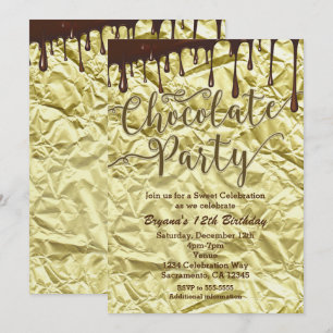 Chocolate-Party Gold-Folie-Umhüllte Einladungen