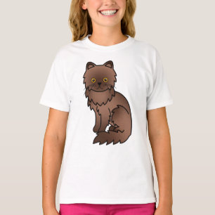 Chocolate Persian Süße Cartoon-Katze Illustration T-Shirt