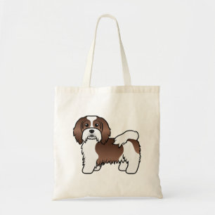 Chocolate Piebald Havanese Süßer Cartoon-Hund Tragetasche
