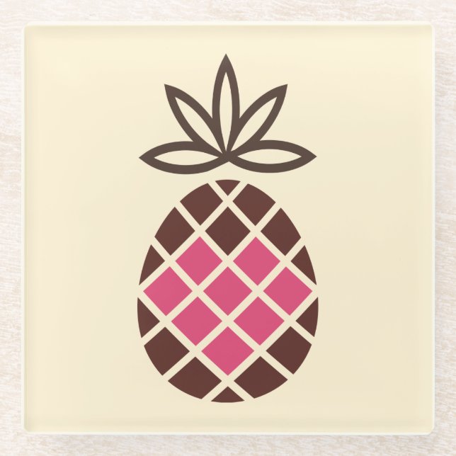 Chocolate Pineapple with Pink Heart Glasuntersetzer (Vorderseite)