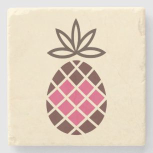 Chocolate Pineapple with Pink Heart Steinuntersetzer