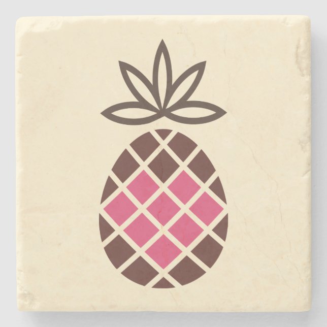 Chocolate Pineapple with Pink Heart Steinuntersetzer (Vorderseite)