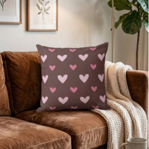 Chocolate & Pink Heart Muster Wurfkissen Kissen