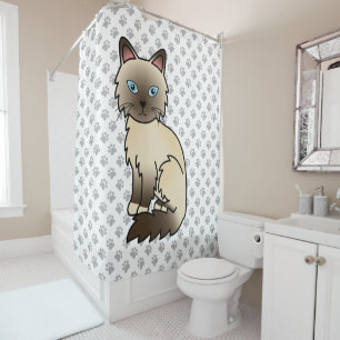 Chocolate Point Birma / Ragdoll Katze & Pfoten Duschvorhang