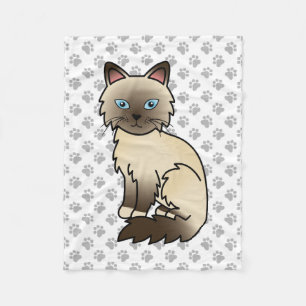 Chocolate Point Birma / Ragdoll Süße Katze & Pfote Fleecedecke