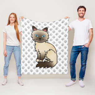 Chocolate Point Birma / Ragdoll Süße Katze & Pfote Fleecedecke