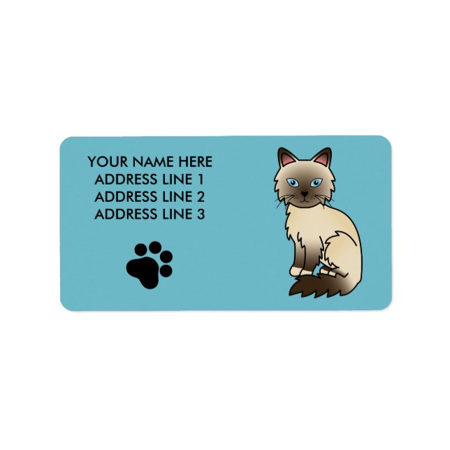 Chocolate Point Birman / Ragdoll Cat Adressaufkleber (Vorne)
