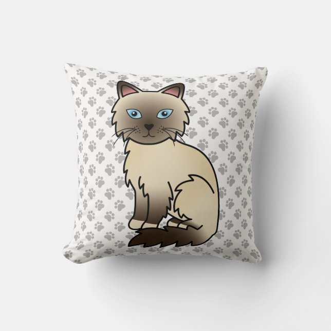 Chocolate Point Birman / Ragdoll Cat & Paws Kissen (Vorderseite)