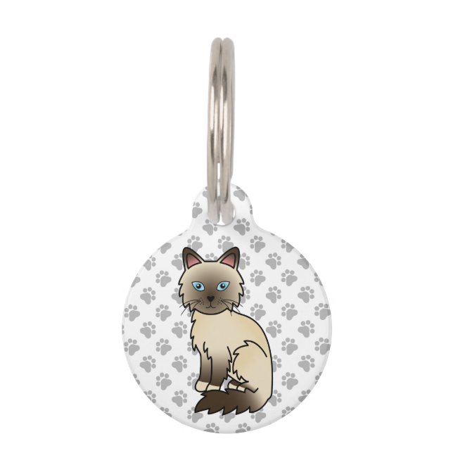 Chocolate Point Birman / Ragdoll Cat & Pet's Info Haustiermarke (Vorderseite)