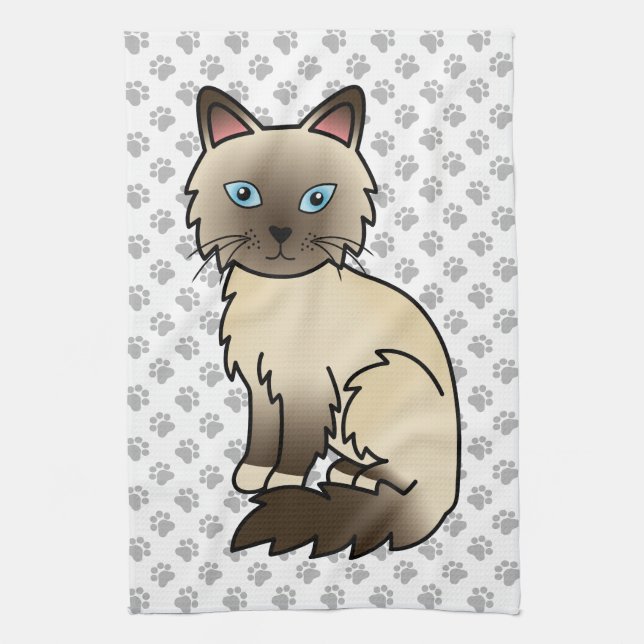 Chocolate Point Birman / Ragdoll Niedlich Cat & Pa Geschirrtuch (Vertikal)