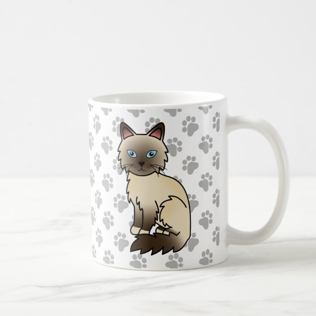 Chocolate Point Birman / Ragdoll Niedlich Cat & Pa Kaffeetasse (Rechts)