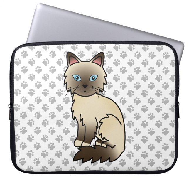 Chocolate Point Birman / Ragdoll Niedlich Cat & Pa Laptopschutzhülle (Vorderseite)