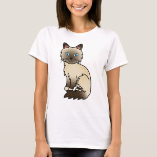 Chocolate Point Birman / Ragdoll Niedlicher Cartoo T-Shirt