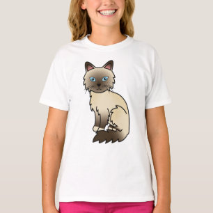 Chocolate Point Birman / Ragdoll Süße Cartoon-Katz T-Shirt