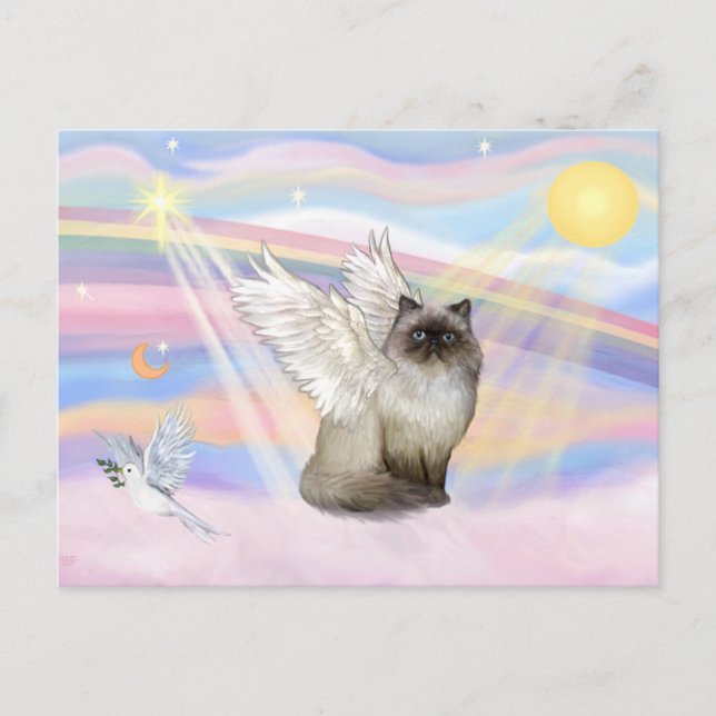 Chocolate Point Himalayan Cat Angel Postkarte (Vorderseite)