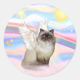 Chocolate Point Himalayan Cat Angel Runder Aufkleber