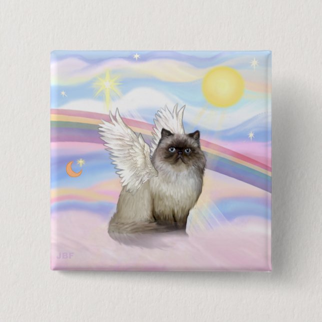 Chocolate Point Himalayan-Katze Engel Button (Vorderseite)