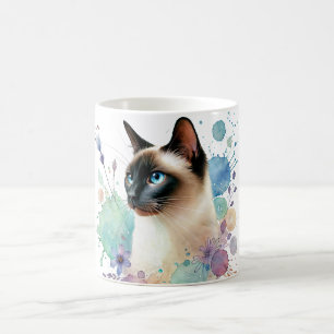 Chocolate Point Siamese Cat Watercolor Kaffeetasse