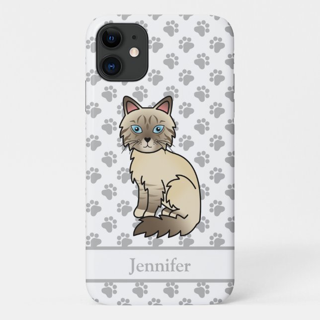 Chocolate Point Tabby Birman Cat & Name Case-Mate iPhone Hülle (Rückseite)