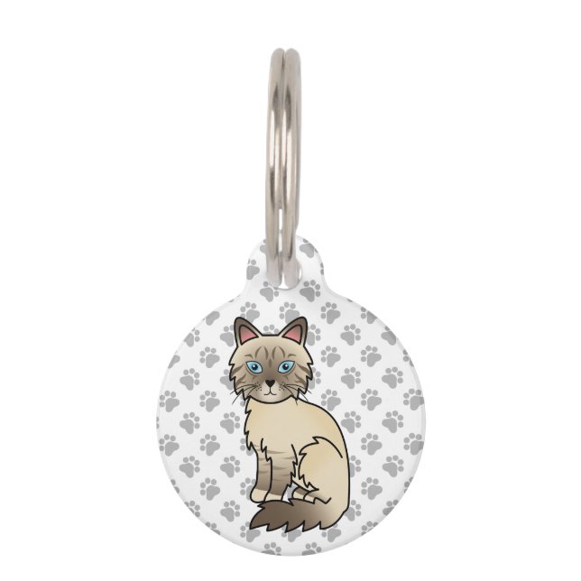 Chocolate Point Tabby Birman Cat & Pet's Info Haustiermarke (Vorderseite)