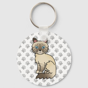 Chocolate Point Tabby Birman / Ragdoll Cartoon-Kat Schlüsselanhänger
