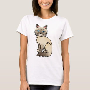 Chocolate Point Tabby Birman / Ragdoll Cartoon-Kat T-Shirt
