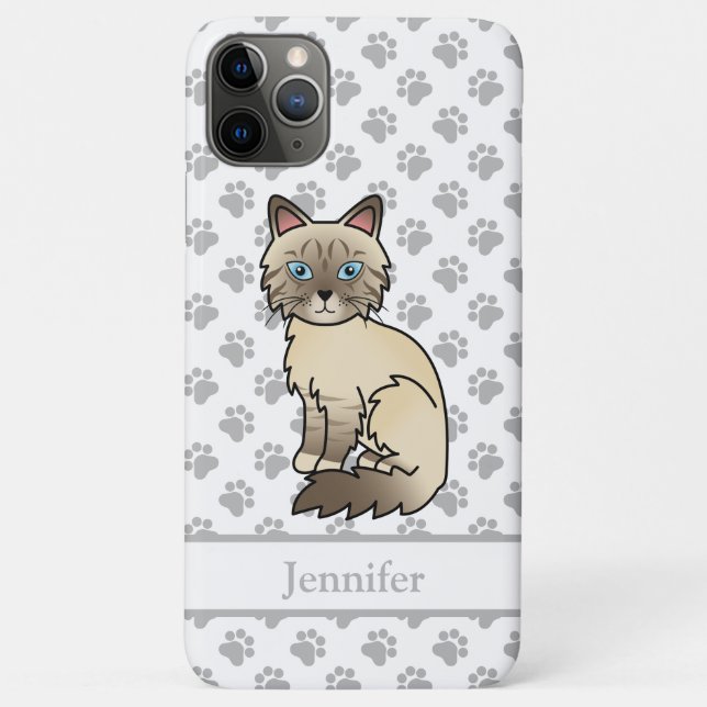 Chocolate Point Tabby Birman / Ragdoll Cat & Name Case-Mate iPhone Hülle (Rückseite)