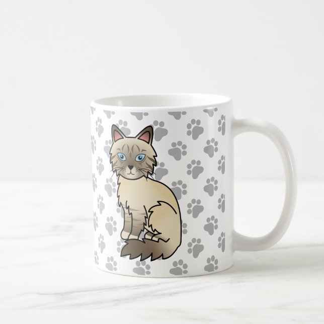 Chocolate Point Tabby Birman/Ragdoll Cat & Paws Kaffeetasse (Rechts)