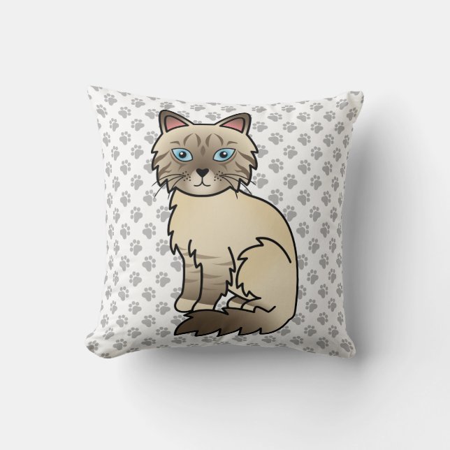 Chocolate Point Tabby Birman / Ragdoll Cat & Paws Kissen (Vorderseite)