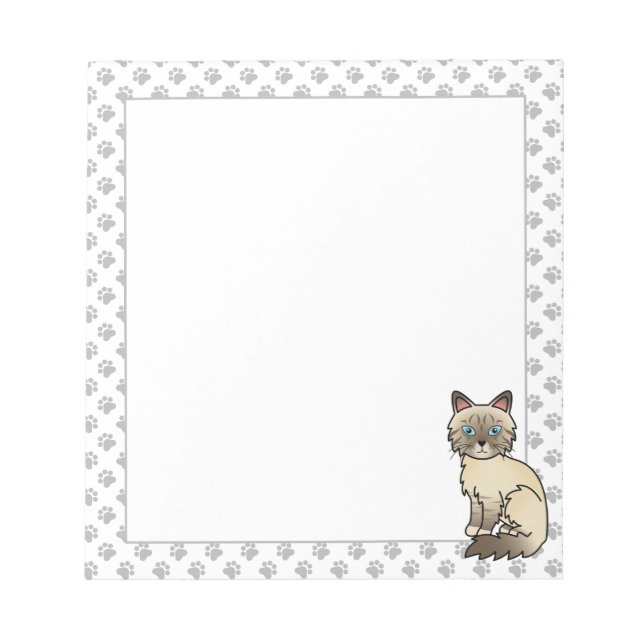 Chocolate Point Tabby Birman / Ragdoll Cat & Paws Notizblock (Vorderseite)