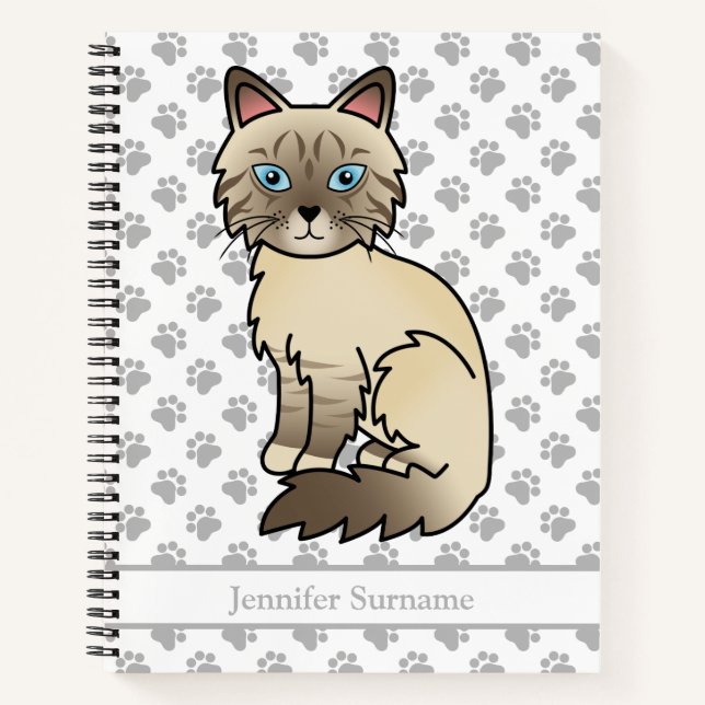 Chocolate Point Tabby Birman/Ragdoll Cat & Text Notizbuch (Vorderseite)