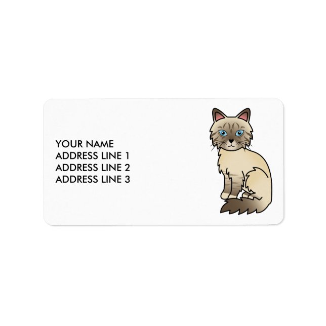 Chocolate Point Tabby Birman/Ragdoll & Custom Text Adressaufkleber (Vorne)